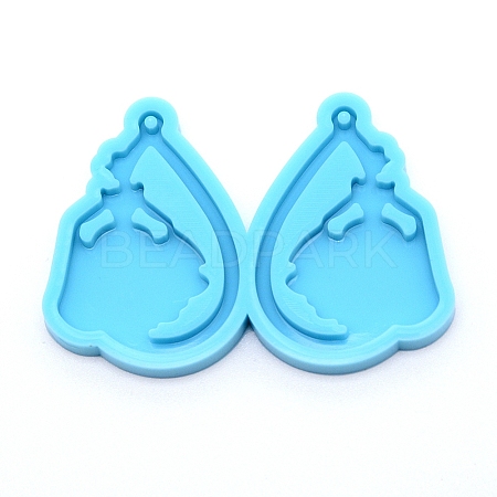 Teardrop with Lady Silicone Statue Pendant Molds DIY-WH0175-49-1