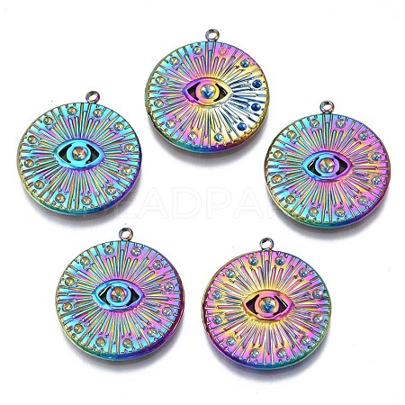 Rainbow Color 304 Stainless Steel Pendant Rhinestone Settings STAS-S119-071-1