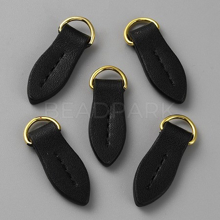 Leaf Shape Leather Zipper Heads FIND-WH0139-145B-1