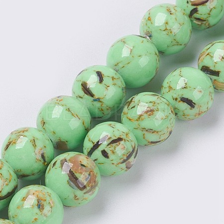 Sea Shell and Synthetic Turquoise Assembled Beads Strands G-G758-02-8mm-1