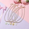 White Glass Pearl Beaded Necklaces NJEW-JN04652-2