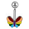 Butterfly 304 Stainless Steel Rhinestone Straight Barbell 15 Gauge Piercing Tongue Rings for Women Men WG68BAB-01-2