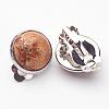 Natural Picture Jasper Brass Clip-on Earrings EJEW-A051-B004-2