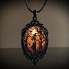 Oval Gothic Alloy Glass Halloween Pendant Necklaces for Women FS-WG73C21-03-1