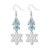 Snowflake Alloy Electroplate Glass Beads Dangle Earrings EJEW-TA00663-3