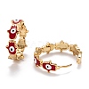 Brass Enamel Huggie Hoop Earrings EJEW-F264-20-G-4