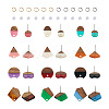 Cheriswelry DIY 12 Pairs 12 Style Two Tone Resin & Walnut Wood Stud Earring Findings DIY-CW0001-35-11