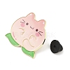Cat Shape with Peach Enamel Pins JEWB-I052-02G-04-3