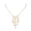 Brass Natural Pearl Rice Beads Tassel Pendant Necklaces NJEW-TA00254-2