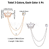 Gorgecraft 2Pcs 2 Colors Crystal Rhinestone Crown Hanging Chain Brooches JEWB-GF0001-35-2