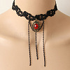 Fashion Gothic Style Lace Tassel Choker Necklace X-NJEW-N0052-284-1