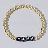 Mother's Day Brass Round Beads Strertch Bracelets SK3516-13-1