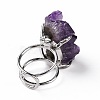 Natural Amethyst Nuggets Cuff Ring RJEW-G271-01P-02-4