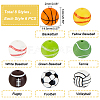 DICOSMETIC 48Pcs 8 Colors All Kinds of Sports Balls Silicone Beads SIL-DC0001-03-2