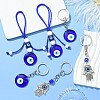 6Pcs 3 Style Handmade Evil Eye Lampwork Keychain KEYC-SW00002-6