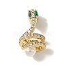 Snake Brass Micro Pave Cubic Zirconia Fold Over Clasps KK-I276-50G-1