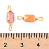 Electroplate Glass Faceted Rectangle Connector Charms KK-C097-05G-02-3