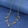 Brass Micro Pave Clear Cubic Zirconia Star Pendant Necklaces NJEW-B157-04G-3