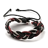 Adjustable PU Leather Braided Cord Bracelets with Waxed Cord BJEW-F468-02-2