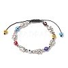 Colorful Lampwork Evil Eye & Glass & Alloy Braided Bead Bracelet for Women BJEW-JB09267-02-1