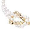 4mm Round Pearl Shell & Brass 2-Strand Beaded Bracelets for Women BJEW-JB10554-3