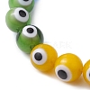 7-Color 8mm Round Alloy Handmade Evil Eye Lampwork Stretch Bracelets BJEW-JB10198-02-4