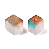 Frosted Glass Beads with Golden Glitter Powder DGLA-NH001-6mm-01F-2