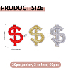 60Pcs 3 Colors Dollar Sign Computerized Embroidery Cloth Self Adhesive Patches PATC-FH0001-30-2
