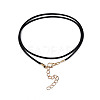 Waxed Cord Necklace Making with Iron Findings X-NJEW-R229-1.5mm-G-3
