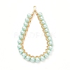 Baking Painted Pearlized Glass Pearl Round Pendants PALLOY-JF00965-2