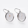 Flat Round Tray Smooth Surface 304 Stainless Steel Leverback Earring Findings X-STAS-R065-66-3