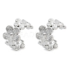 304 Stainless Steel Flower Cuff Earrings for Women EJEW-A118-03P-4