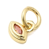Brass Cubic Zirconia Charms KK-G554-02F-04-2