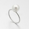 Brass Acrylic Pearl Finger Rings for Wedding Jewelry LS-RJEW-J061-P-1