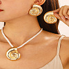 Conch Alloy & Polyester Cord Pendant Necklaces & Stud Earrings Sets FS-WG2EAF8-01-2