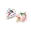 Hand Painted Floral & Cherry Pattern Heart Porcelain Pendants PALLOY-JF05560-2