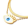 Natural Shell Horse Eye Pendant Double Layer Necklace with Enamel NJEW-P229-05G-1