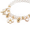 ABS Plastic Imitation Pearl Beaded Stretch Bracelet with Alloy Enamel Charms for Kids BJEW-JB08524-5