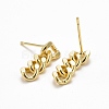 Brass Cuban Link Chain Shape Danlge Stud Earrings EJEW-C015-01G-2
