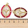 Rack Plating Brass Pave Shell Blessed Virgin Mary Oval Pendants KK-U032-04G-3