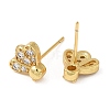 Rack Plating Brass Badminton Stud Earrings with Cubic Zirconia EJEW-D061-21G-2