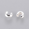 Silver Color Plated Brass Crimp End Beads Covers for Jewelry Making X-KK-H289-NFS-NF-2