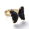 Adjustable Brass Glass Finger Rings RJEW-P148-A01-11-2