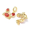 Brass Enamel Red Crab European Dangle Charms KK-L256-41B-G-2