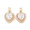 Brass Micro Pave Clear Cubic Zirconia Charms KK-E068-VC433-2