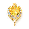 Brass Pave Cubic Zirconia Connector Charms KK-Z072-06G-05-1