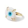 Lampwork Evil Eye Open Cuff Ring RJEW-C051-01G-06-2