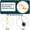 925 Sterling Silver Hollow Charms Cabochon Settings STER-BC0002-37-4
