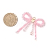 Glass Seed Beaded Bowknot with Heart Pendants PALLOY-MZ01162-01-2
