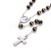 304 Stainless Steel Rosary Bead Necklaces for Easter NJEW-L159-03GP-3